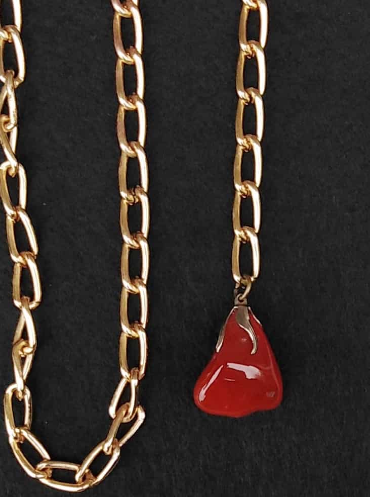 Antique 38” Longguard Muff Chain with Natural Carnelian Fob Pendant